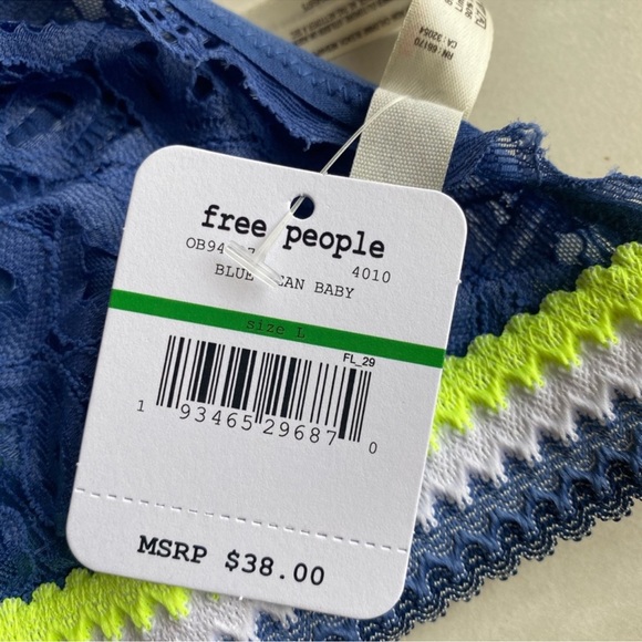 Free People Mika Lace Bralette Blue Size Large - Picture 6 of 8